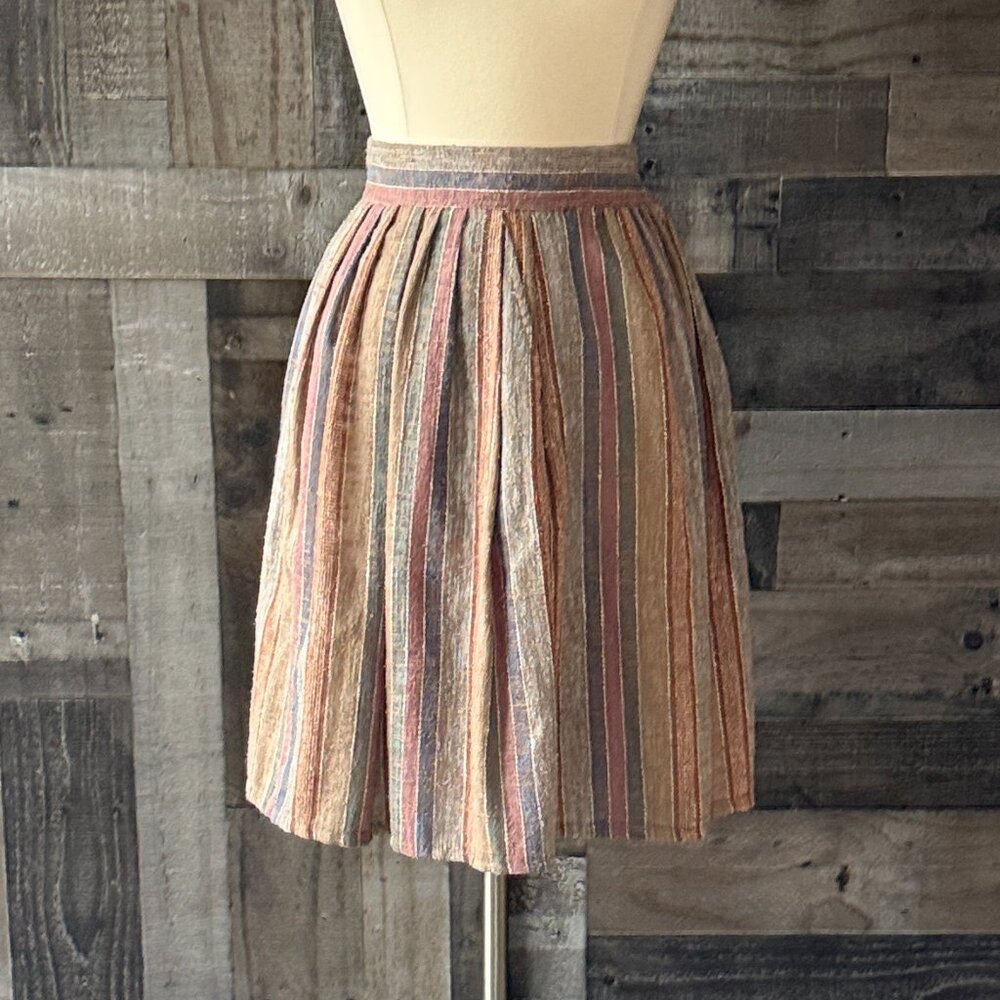 Vintage 70s chunky knit skirt small neutral earth tones stripes cottagecore - Picture 12 of 12